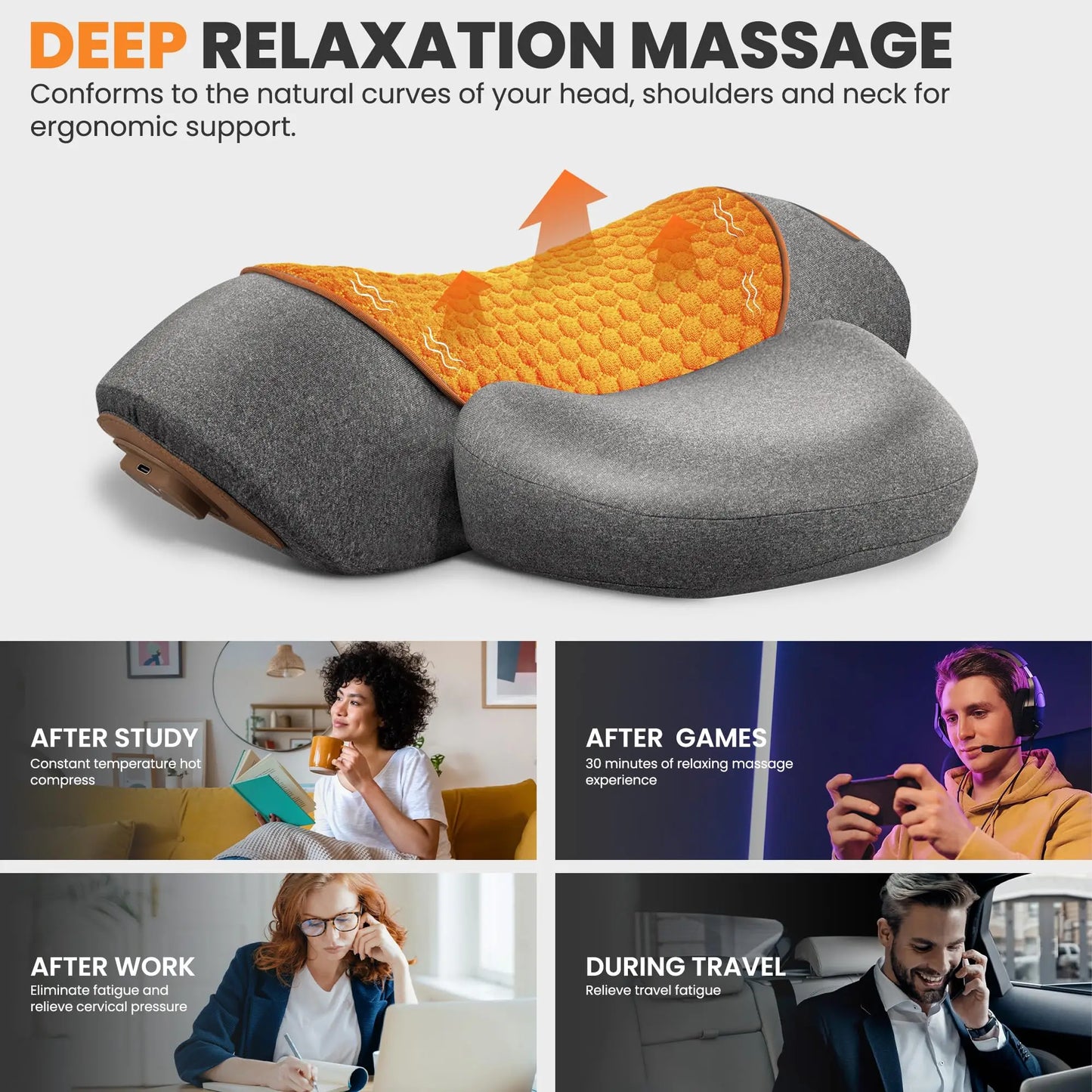 Almohada masajeadora para cuello – Almohada con calefacción y vibración para soporte cervical, cojín de masaje relajante para confort del cuello, apoyo para dormir y dispositivo de terapia en casa para aliviar el estrés