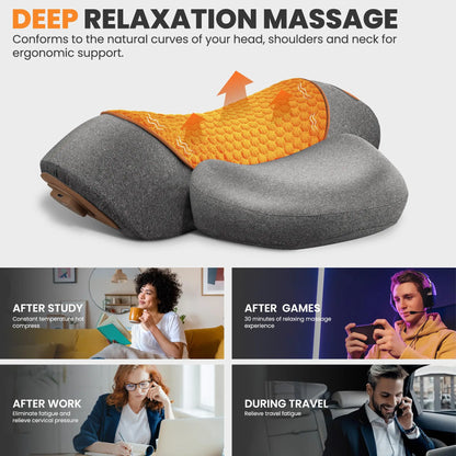 Almohada masajeadora para cuello – Almohada con calefacción y vibración para soporte cervical, cojín de masaje relajante para confort del cuello, apoyo para dormir y dispositivo de terapia en casa para aliviar el estrés