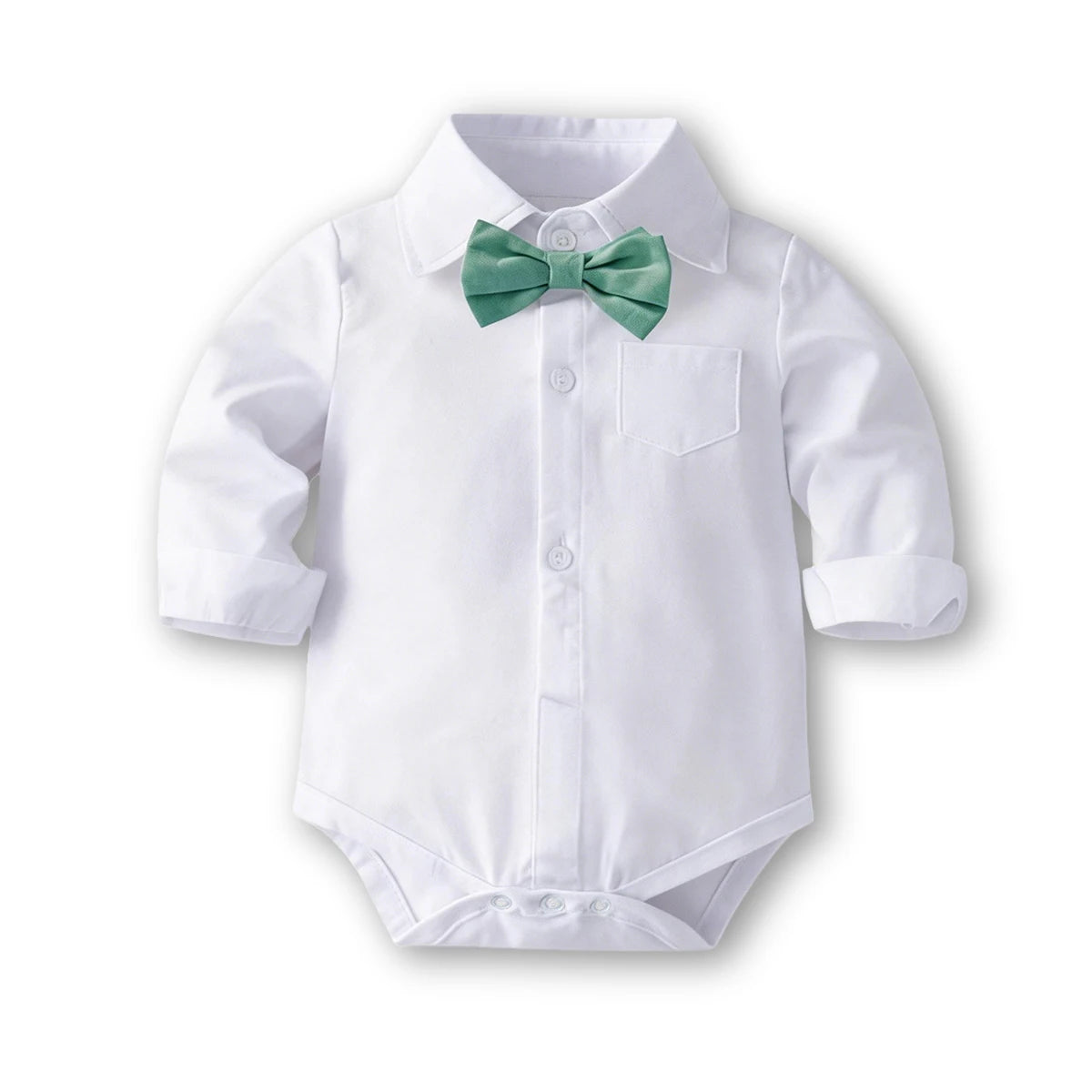 Baby Boy Gentleman Long Sleeve Romper with Bow – 3-24 Months Spring Autumn Winter Birthday Bodysuit, Cute Formal Baby Outfit