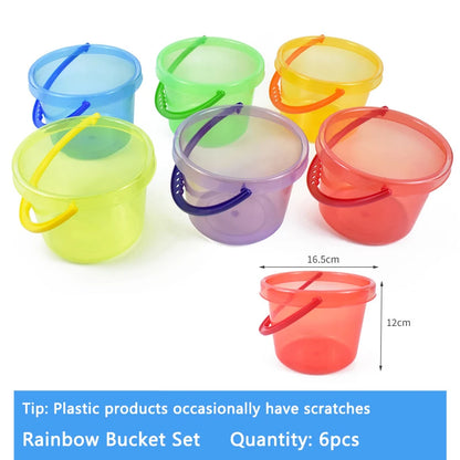 Kit de jeu sensoriel Montessori sable et eau – Jouet d'apprentissage STEM ouvert avec gobelets doseurs arc-en-ciel, entonnoirs, pelles, pinces et tuyaux, jouet d'activité créative en extérieur pour enfants