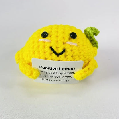 Poupée câlin pomme de terre à énergie positive – Mini ami de poche tricoté en laine, fait à la main, avec carte, cadeau de Noël amusant et décoration de chambre