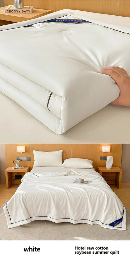 Couverture rafraîchissante de luxe d'été – Couverture climatisée en coton brut doux et fibre de soja pour adultes et enfants