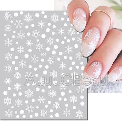 3D Christmas Nail Art Stickers – Snowflake & Winter Tree Nail Decals for Nail Tips Decoration