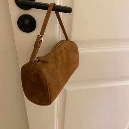 Bolso bandolera retro de cuero dividido de los 90 para mujer – Mini bolso de hombro de lujo 2026, bolso de moda de gamuza de piel de vaca suave con correa de un solo hombro para estilo casual y vintage