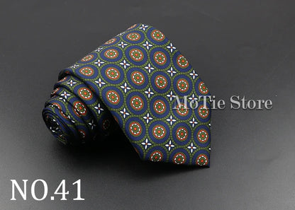 Men's 7.5cm Soft Silk Necktie – Floral & Dot Pattern Tie for Weddings, Business, Parties & Formal Wear