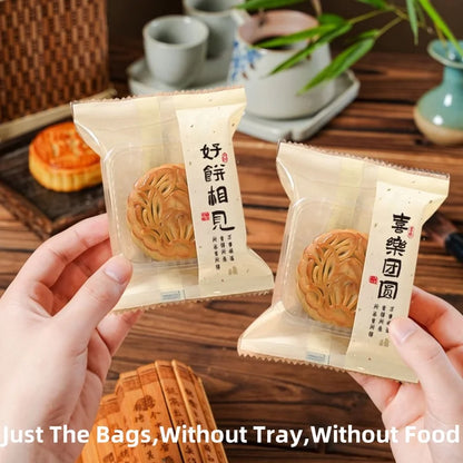 LBSISI Life 100 bolsas para galletas de luna – Bolsas de plástico transparentes para empaques de regalo caseros para festivales, galletas y crujientes de yema de huevo