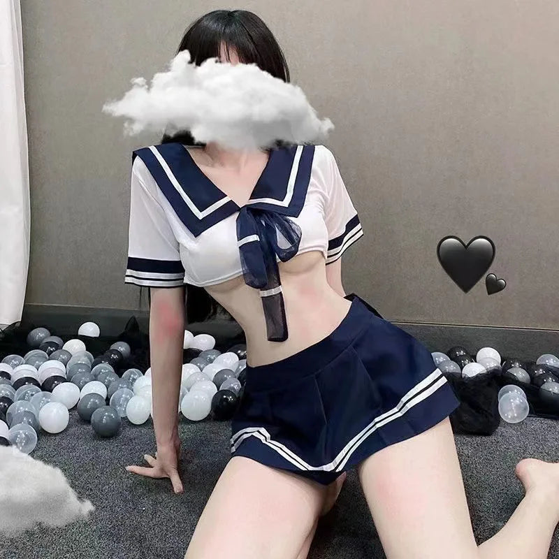 Anime School Uniform Cosplay Costume Set – Mini Skirt & Blouse Roleplay Outfit for Women, Halloween, Party & Convention Wear