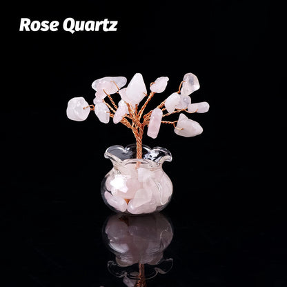 Arbre à vœux en cristal naturel – Arbre à vœux bonsaï en cristal Feng Shui de guérison Reiki pour la décoration de la maison, du bureau et de la table