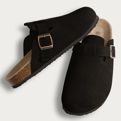 Zuecos de ante Crestar Cork – Zapatillas tipo mules unisex antideslizantes con soporte para el arco del pie