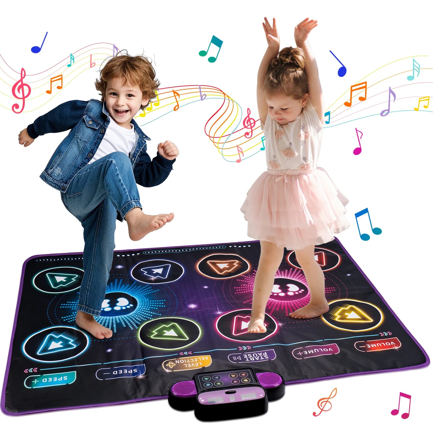 Kids Electronic Dance Mat – Double Player Music Dance Pad with 9 Levels Educational Toy