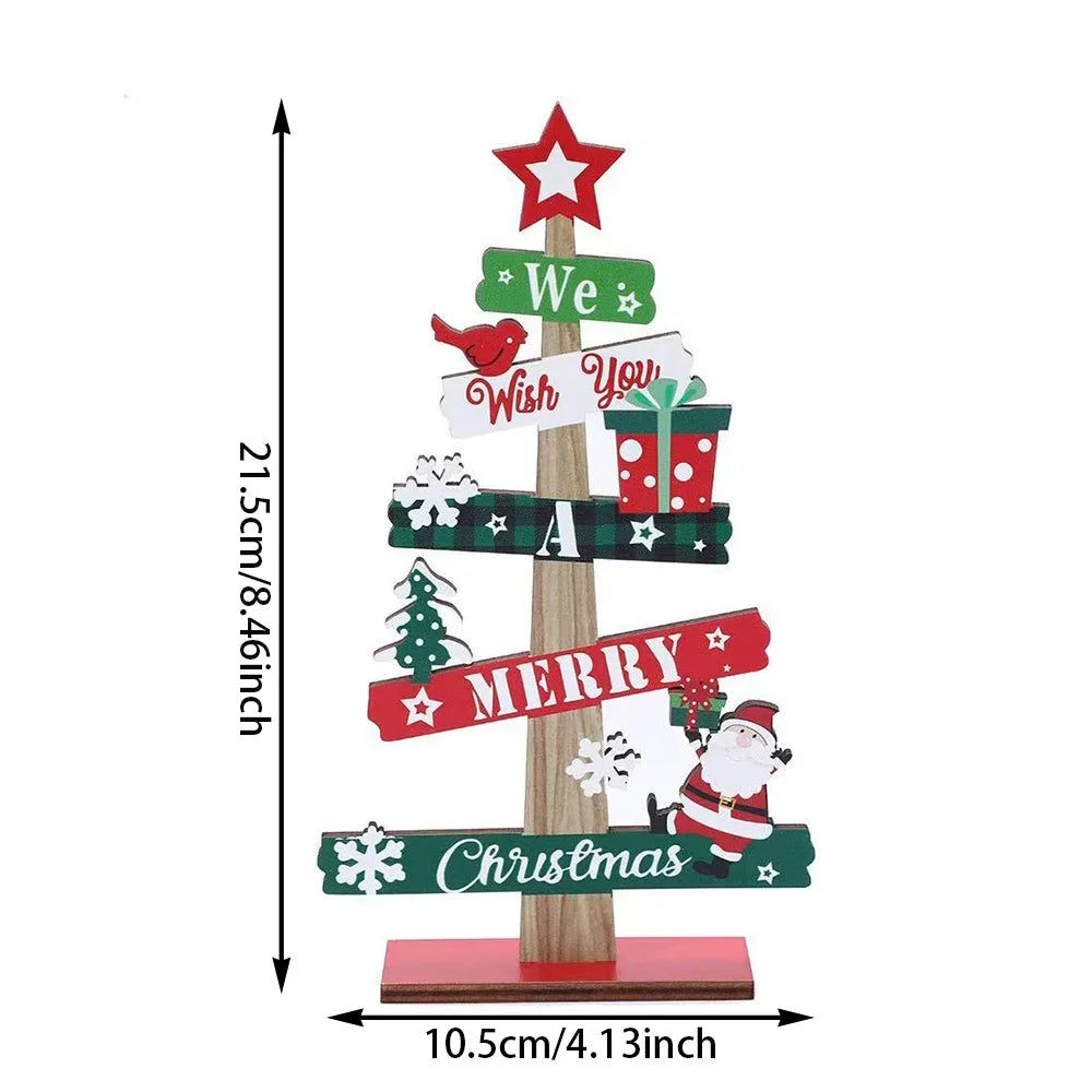 Runto Wooden Christmas Tree Ornament – Santa Claus & Snowman Merry Christmas Decoration for Home, New Year & Desktop Decor