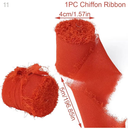 Ruban de soie en mousseline effilochée de 5 m – Ruban fait main déchiré pour bouquet de mariage et emballage cadeau