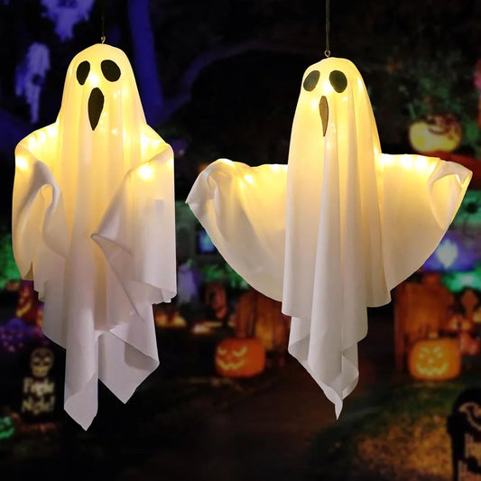 Halloween Hanging Ghost Decor – Light-Up Flying Ghost Ornaments for Indoor & Outdoor Garden, Party Decorations, Spooky Home Decor & Gifts