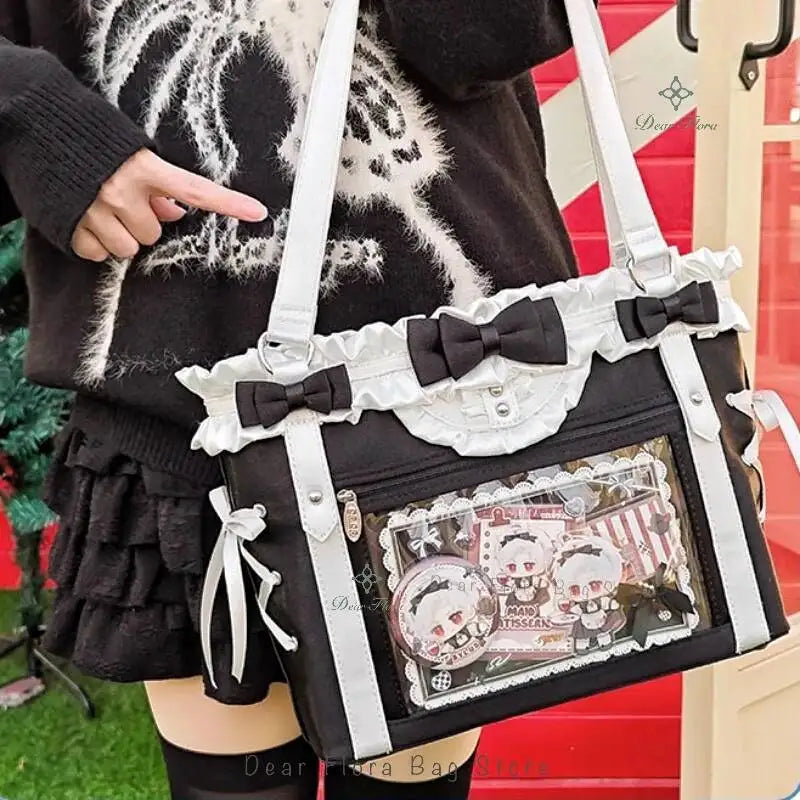 Bolsa Ita Japonesa Y2K para Mujer – Bonito Bolso de Hombro Transparente Lolita, Bolso Cruzado Grande de Exhibición DIY, Cartera de Moda Kawaii para la Escuela, Viajes y Uso Diario