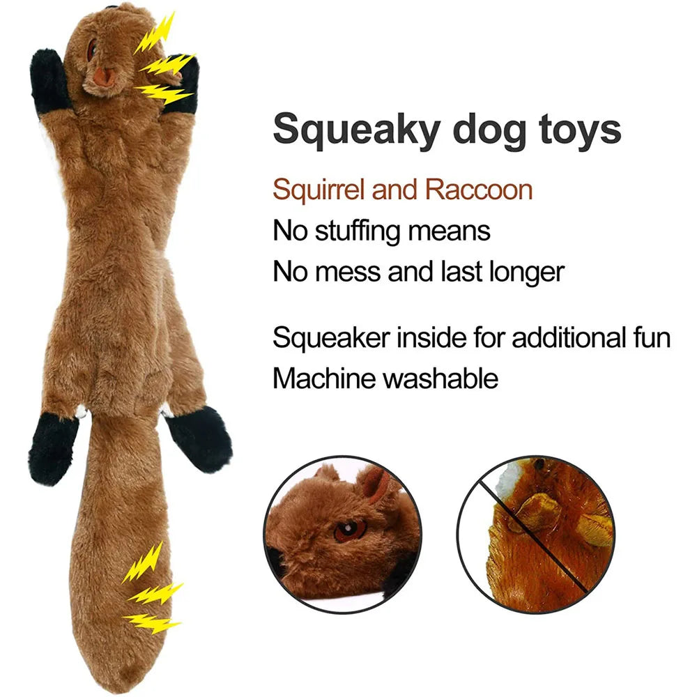 Funny Stuffingless Dog Toy – Durable Plush Squeaky Chew Toy with Crinkle Sound for Interactive Play & Boredom Relief