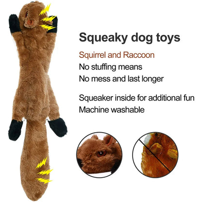Funny Stuffingless Dog Toy – Durable Plush Squeaky Chew Toy with Crinkle Sound for Interactive Play & Boredom Relief