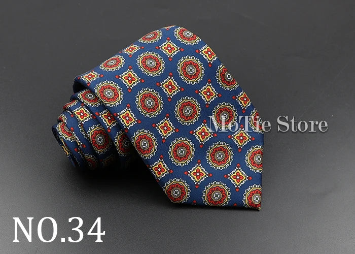 Men's 7.5cm Soft Silk Necktie – Floral & Dot Pattern Tie for Weddings, Business, Parties & Formal Wear