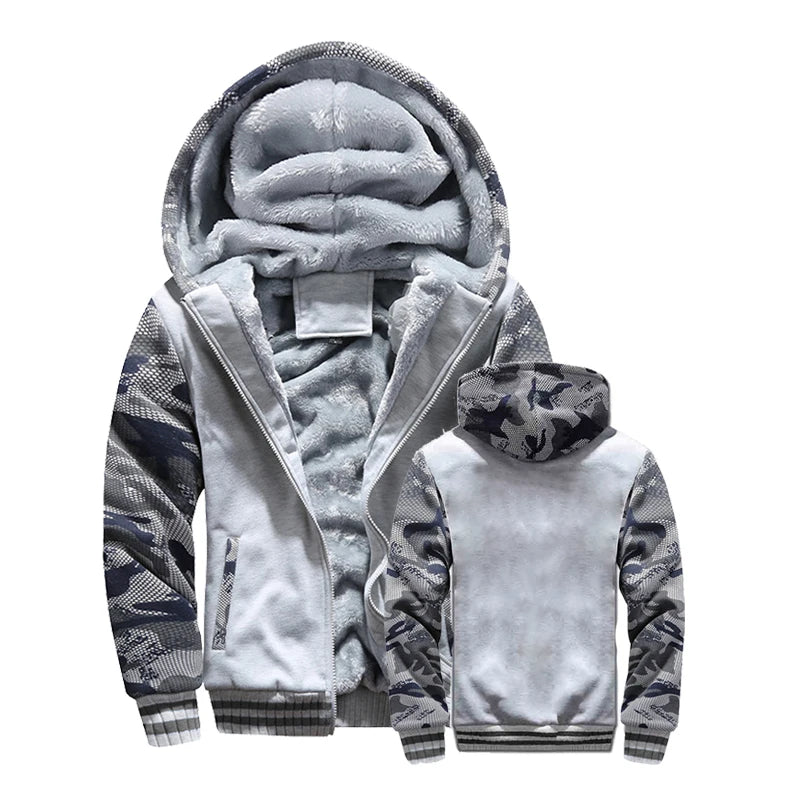 Men’s Thick Fleece Winter Jacket – Warm Zip-Up Hooded Coat, Long-Sleeve Casual Sportswear & Outdoor Outerwear