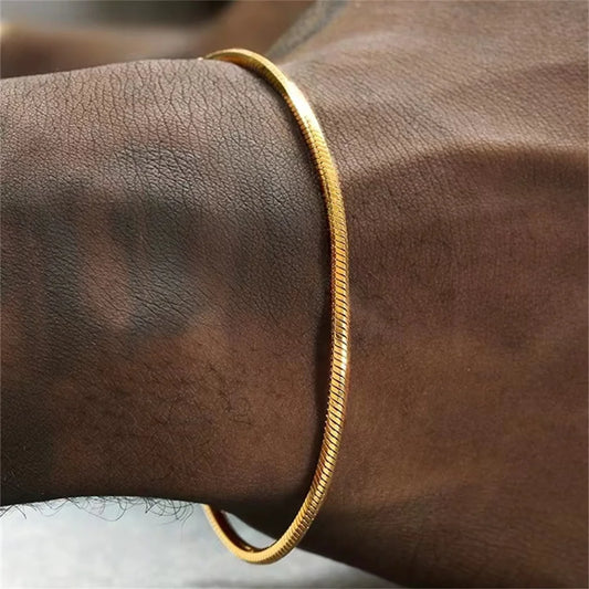 Pulsera de cadena de serpiente de acero inoxidable Hip Hop – Pulsera de cadena de eslabones de hueso de serpiente unisex de moda para hombres y mujeres | Joyería de fiesta