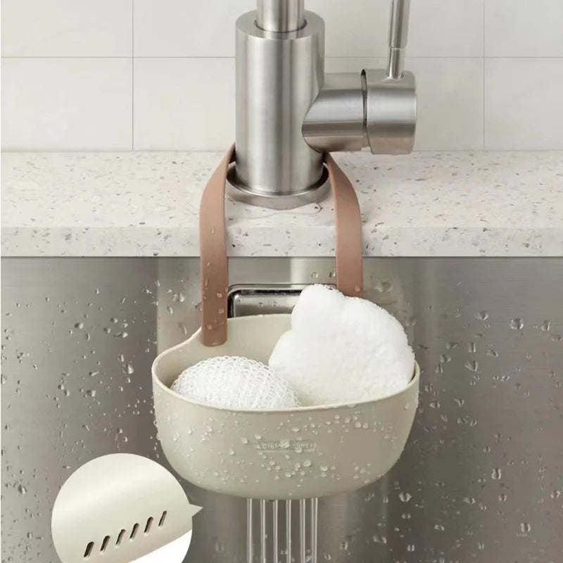Aluminum Sink Caddy Sponge Holder Faucet Storage Rack Soap Drain Organizer for Kitchen & Bathroom