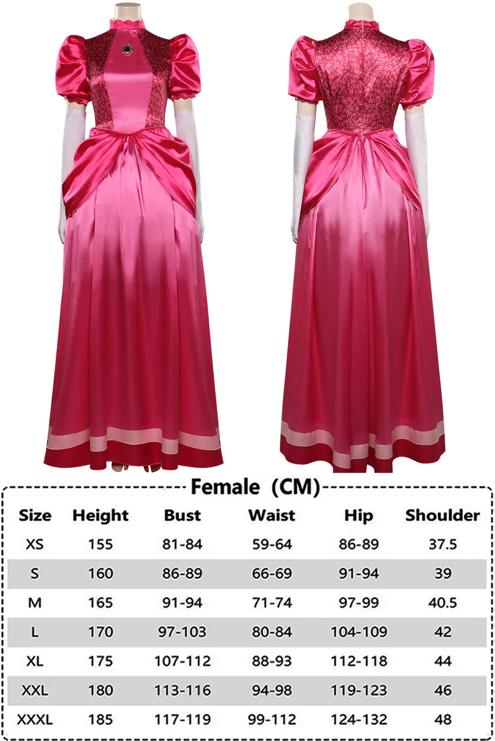 Princess Peach Cosplay Costume – Pink Fantasy Dress Set with Crown (Adult Women Halloween/Carnival Party Outfit, Includes Swimsuit Style Disguise)