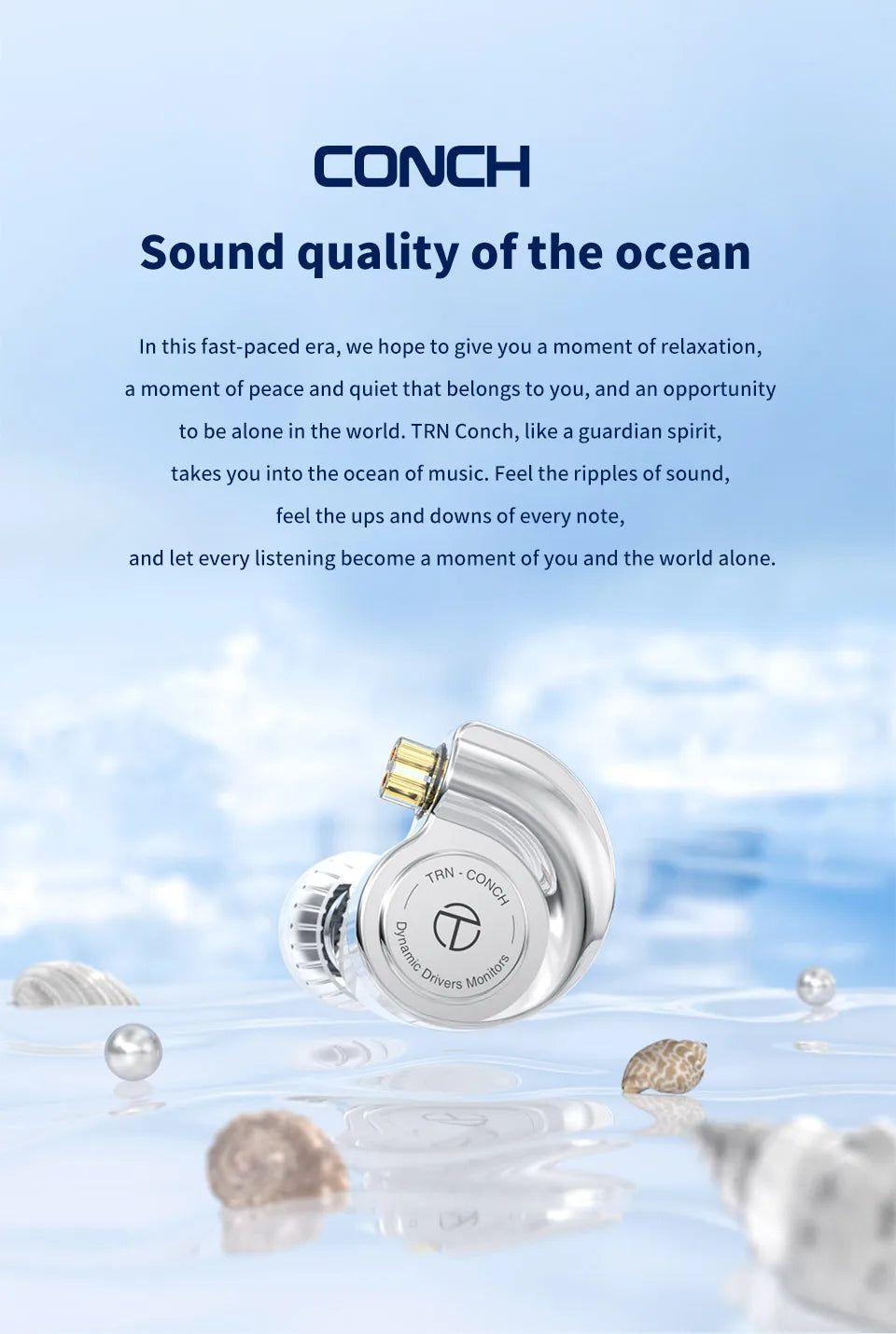 Écouteurs intra-auriculaires TRN Conch HiFi – IEM à transducteur dynamique DLC Diamond avec embouts de réglage interchangeables pour le jeu, la musique et les appareils Xiaomi
