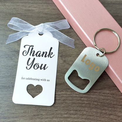 50–100PCS Personalized Engraved Keychain Bottle Openers – Custom Wedding Favors & Guest Gifts with Card for Weddings, Baptisms & Parties