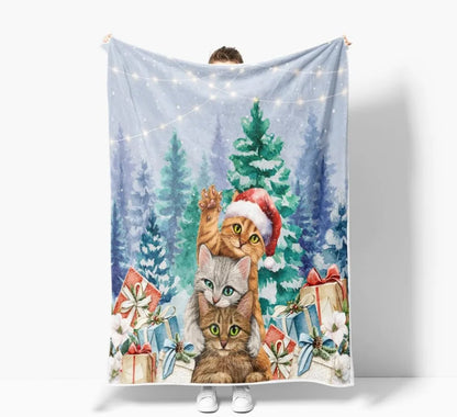 Soft Plush Christmas Blanket – Cute Santa Claus, Pink Christmas Tree & Snowflake Warm Throw Blanket for Couch & Holiday Home Decor