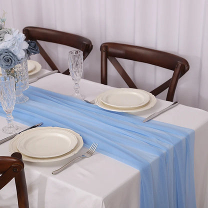 Camino de mesa de gasa - Decoración de arco de boda de tela de seda transparente | Decoración de mesa bohemia para cumpleaños y eventos