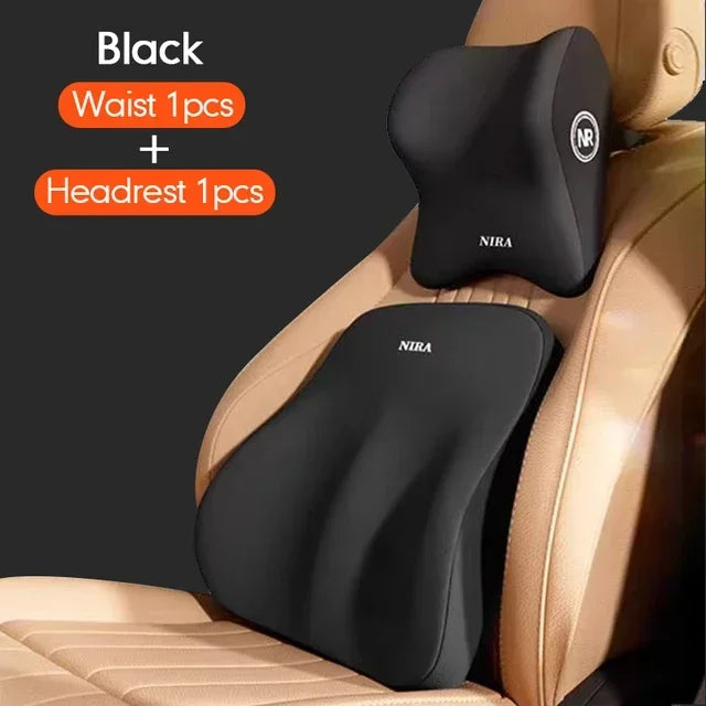 Ensemble coussin appui-tête et support lombaire en mousse à mémoire de forme pour voiture – Oreiller universel cou et dos pour un confort de conduite
