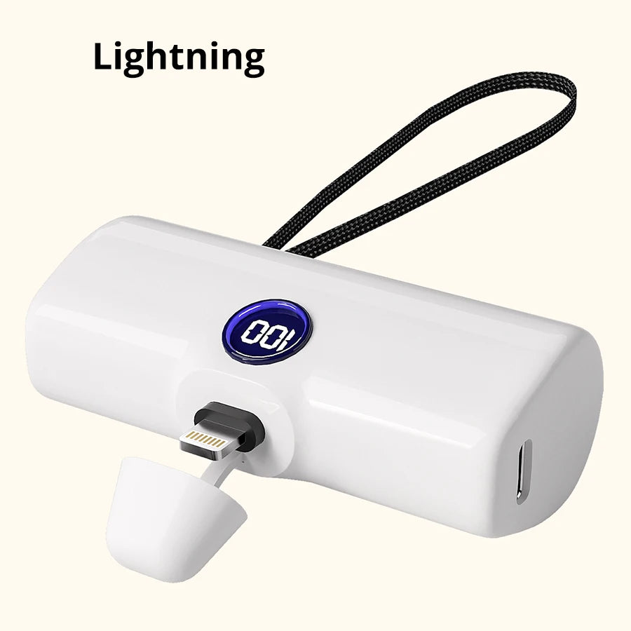 5000mAh Mini Power Bank – Fast Charging Portable Charger with LED Digital Display, Compact External Battery Pack for iPhone & Android