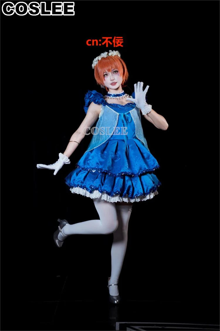 COSLEE LoveLive Aqours “The Dreaming Gate” Cosplay Costume – All Members Blue Singing Dress (Nozomi, Nico, Hanayo, Maki)