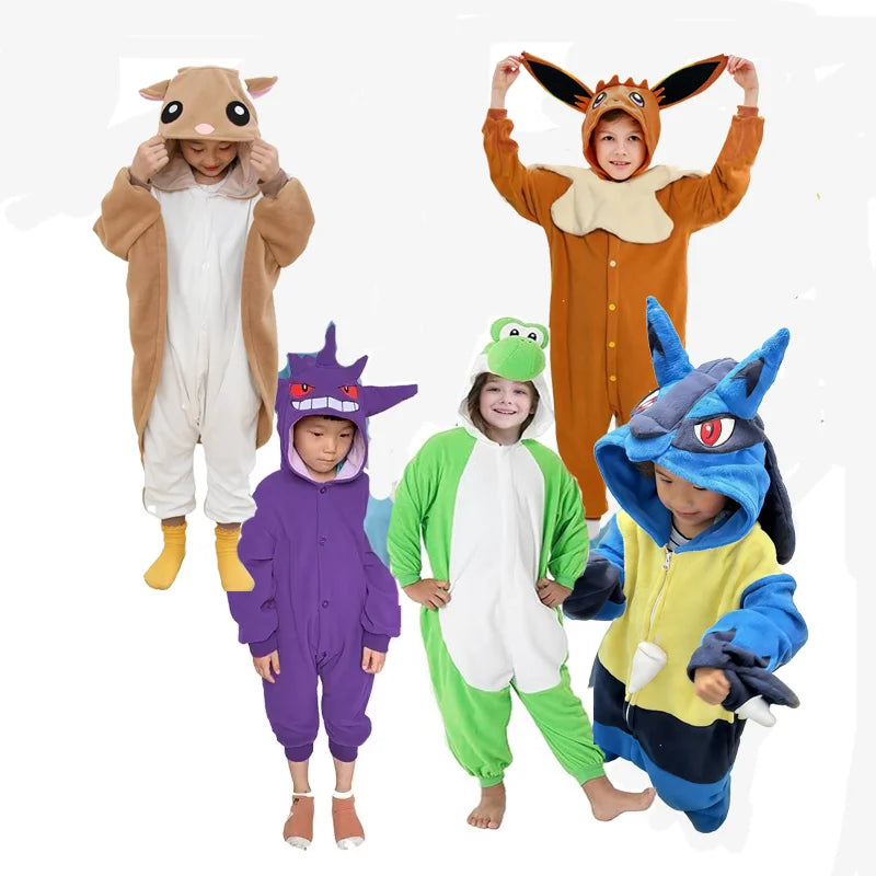 Kids Kigurumi Cosplay Costume – Full Body Onesie Pajamas Sleepwear for Boys & Girls, Halloween, Christmas & Dress-Up Gift Outfit
