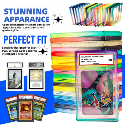 Étui de protection Bumper en TPU à paillettes – Housse de protection avec dos transparent pour cartes à collectionner PSA 35PT