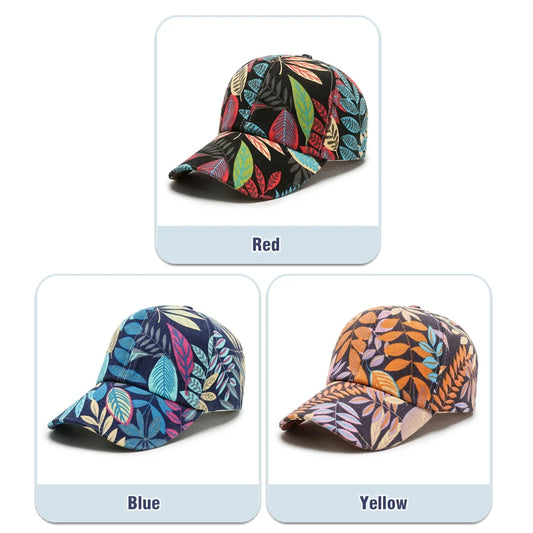 Unisex Korean Style Baseball Cap – Spring Summer Leaf Pattern Peaked Hat for Men & Women, Casual Fashion Sun Hat