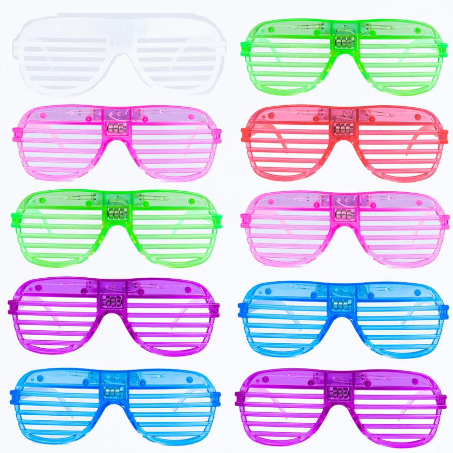 Lunettes de fête lumineuses à LED – Lunettes néon phosphorescentes 3 modes pour anniversaires, mariages et festivals