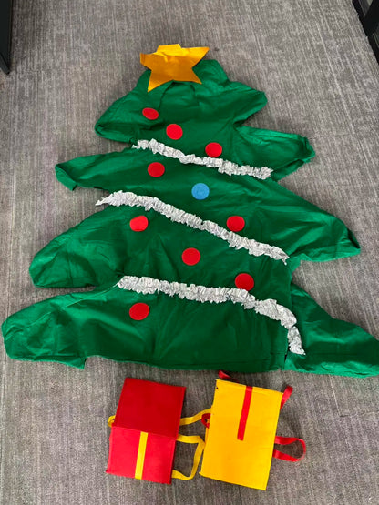 Adult Christmas Tree Costume with Shoe Covers, Funny Holiday Cosplay Outfit for Men and Women, Xmas Party Masquerade, Fancy Dress, Role Play and Festive Celebrations