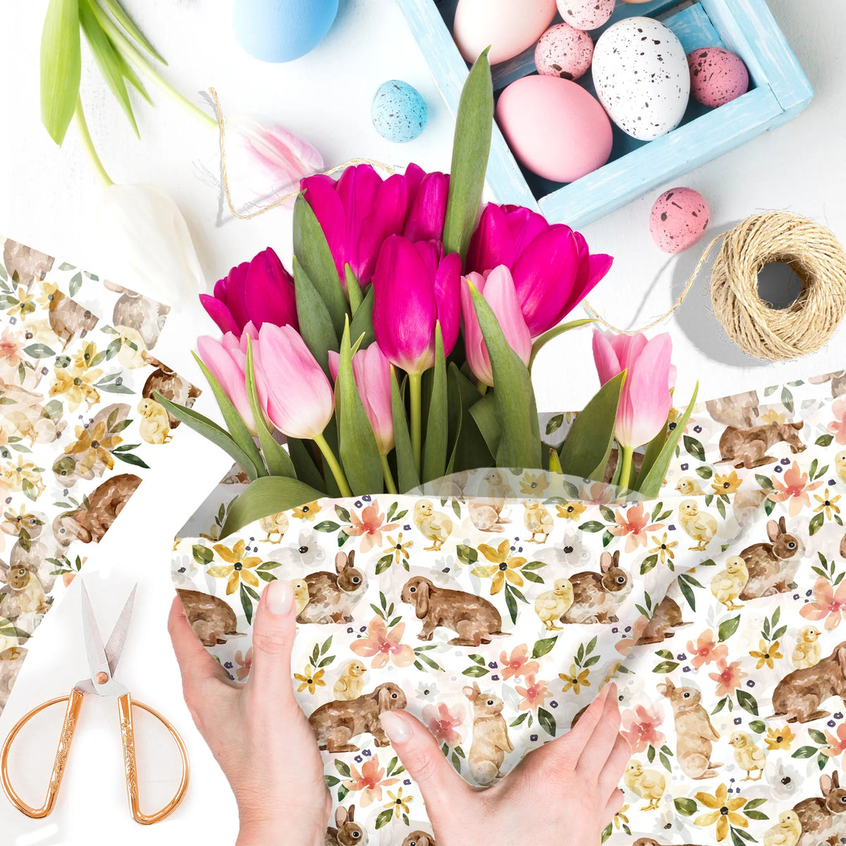 20/50PCS Retro Rabbit Tissue Paper – Cute Easter Snow Pear Gift Wrapping & Party Decoration Paper for Gifts, Packaging & Events