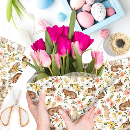 20/50PCS Retro Rabbit Tissue Paper – Cute Easter Snow Pear Gift Wrapping & Party Decoration Paper for Gifts, Packaging & Events