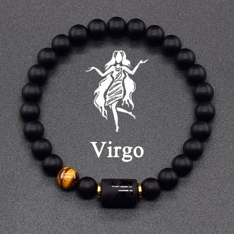 Pulsera de constelación de 12 signos del zodiaco – Brazalete con dije de astrología para hombres y mujeres | Regalo de joyería de amistad Aries, Virgo, Leo y Libra