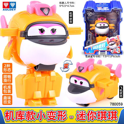Super Wings Mini Transforming Plane Robot Toy – Anime-Style Deformation Action Figure, Transformable Aircraft Toy for Kids & Christmas Gifts