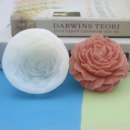 Molde de silicona grande de peonía para velas – Molde floral de rosa 3D para hacer velas, jabón, resina, yeso, hornear pasteles y manualidades de decoración del hogar