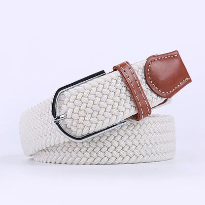Ceinture élastique tressée unisexe en toile tissée, à boucle ardillon, pour jeans (107/120/130cm)