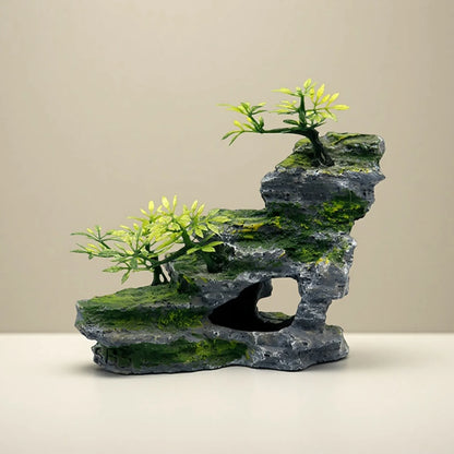Resin Aquarium Mountain Cave Ornament – Realistic Rock-Style Aquascaping Decoration for Fish Tank Landscaping, Home & Office Decor