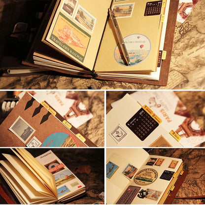 Genuine Leather Refillable Travel Journal – Handmade Retro Diary, Sketchbook & Notebook