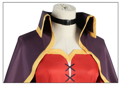 KonoSuba Megumin Cosplay Costume – Witch Cloak Set with Wig, Hat, Blindfold & Stockings (Women’s Halloween Outfit)