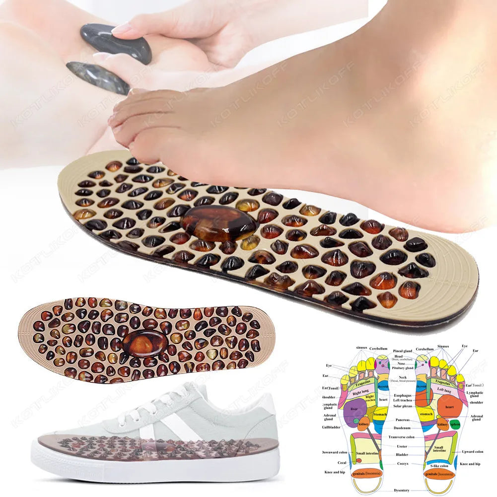 Foot Massage Insoles – Soft Rubber Cobblestone Reflexology Acupressure Foot Pads for Relaxation, Comfort & Daily Foot Care