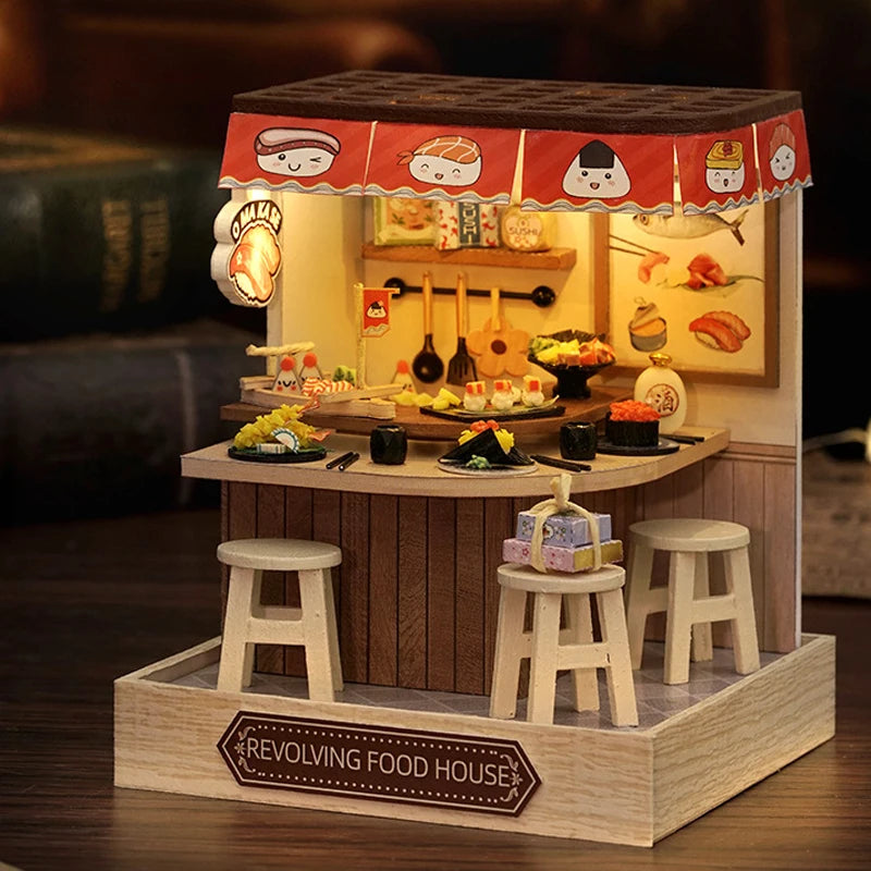 Wooden Dollhouse 3D Puzzle Kit – DIY Miniature Room Model with Furniture & LED Lights Home Decoration