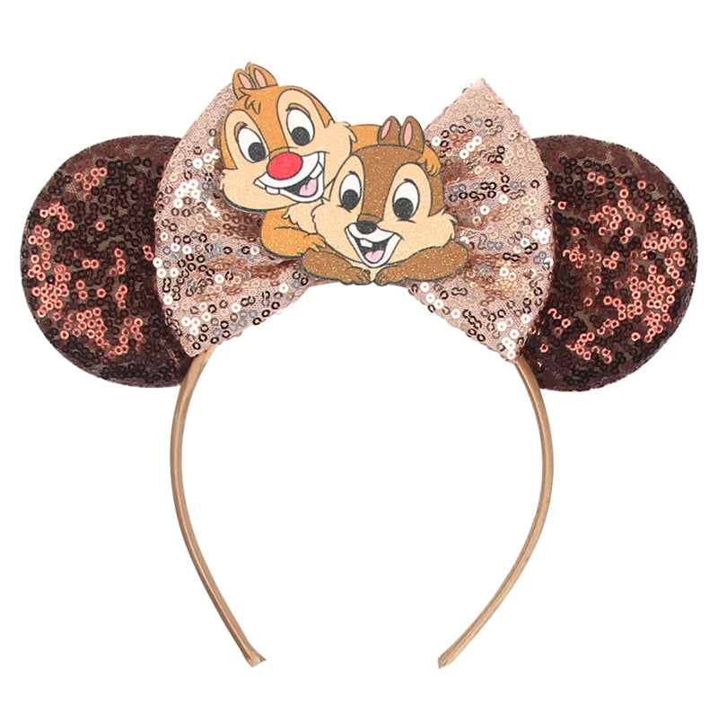 Diadema de orejas de Mickey Mouse de Lilo & Stitch – Lazo de lentejuelas de 5" Accesorio para el cabello de dibujos animados para mujeres y niñas | Diadema para fiestas y festivales