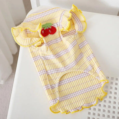 Vestido de verano para cachorros lindos para perros y gatos pequeños – Ropa de encaje a rayas para mascotas, camiseta y falda para perras Chihuahua, Yorkie, Bichon